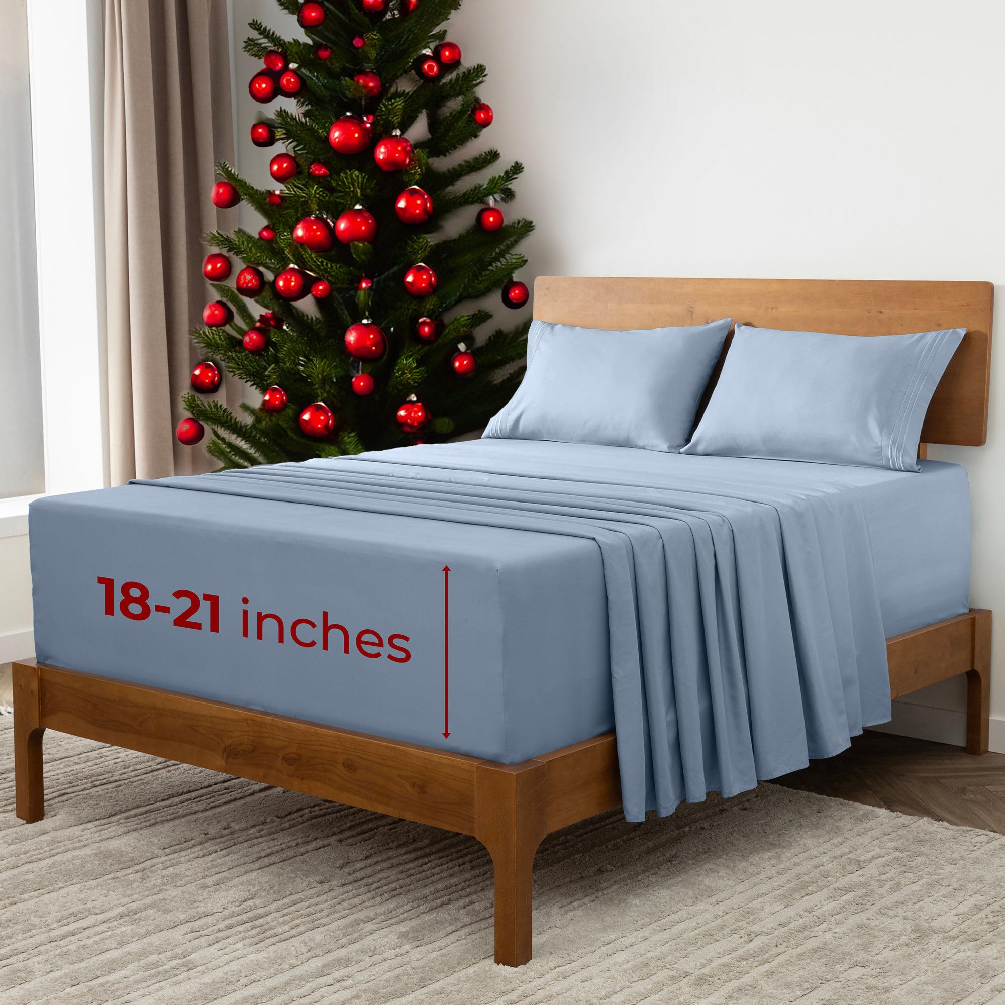 Mellanni Extra Deep King Sheets - 4 PC Iconic