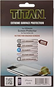 TITAN Anti-Breakage Anti-Scratch Screen Protector for iPhone 4/4S - Frustration-Free Packaging - Clear