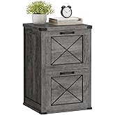 VASAGLE File Cabinet with 2 File Drawers, Printer Stand, Fit A4 Letter Size | Hanging File Folders, Farmhouse Style, for Home Office, Misty Gray, HANAN Collection UOFC048G01