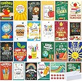 Fuyoooo 24 Sets 4 x 6 in Teacher Appreciation Cards Thank You Cards with Envelopes and Stickers from Student for Teachers' Day Appreciation Week Preschool Elementary Back to School, Assorted Designs