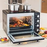 Cooks Professional Mini Portable Oven with Two Ceramic Hobs 48L Black Silver view 2