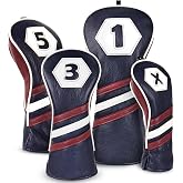 Golf Club Head Covers for Woods and Drivers, Premium Golf Headcovers Set | Fit Most Clubs Simple Striped 1PC or 3PCS, Customizable