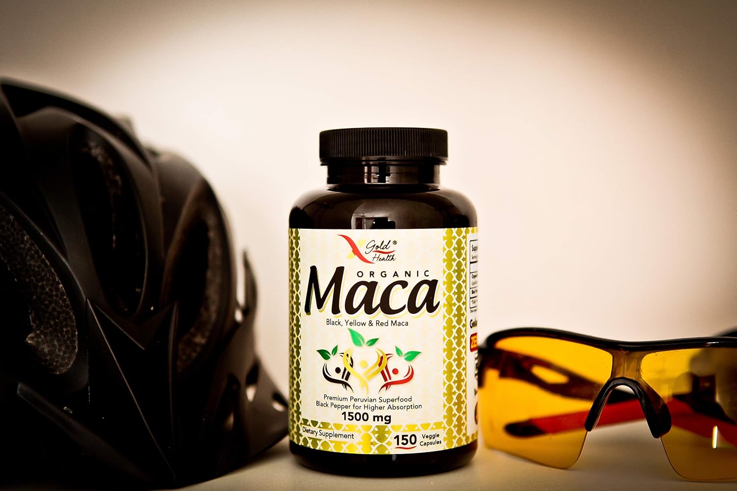 Organic Maca Root Powder Capsules Black, Red, Yellow - 150 Vegan Pills - 1500mg Strongest Peruvian Maca Gelatinized for Energy, Performance, Mood for Men and Women w/Black Pepper for Best Benefits: Health & Personal Care