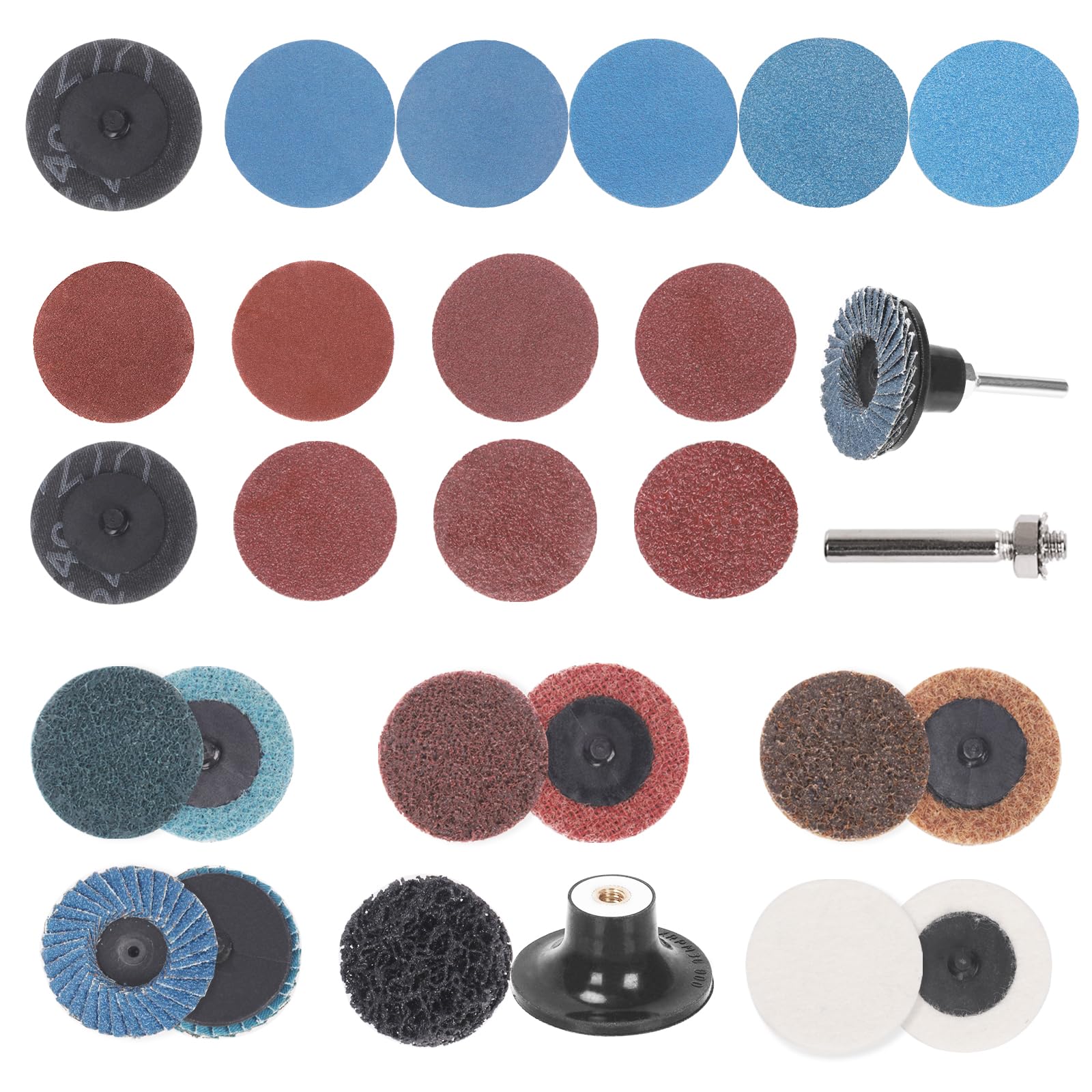 Glarks 79Pcs Sanding Discs Assortment Kit, 2 Inch Quick Change Discs Roll Lock Grinding Discs Surface Conditioning Discs with 1/4 inch Holder for Die Grinder Surface Rust Removal