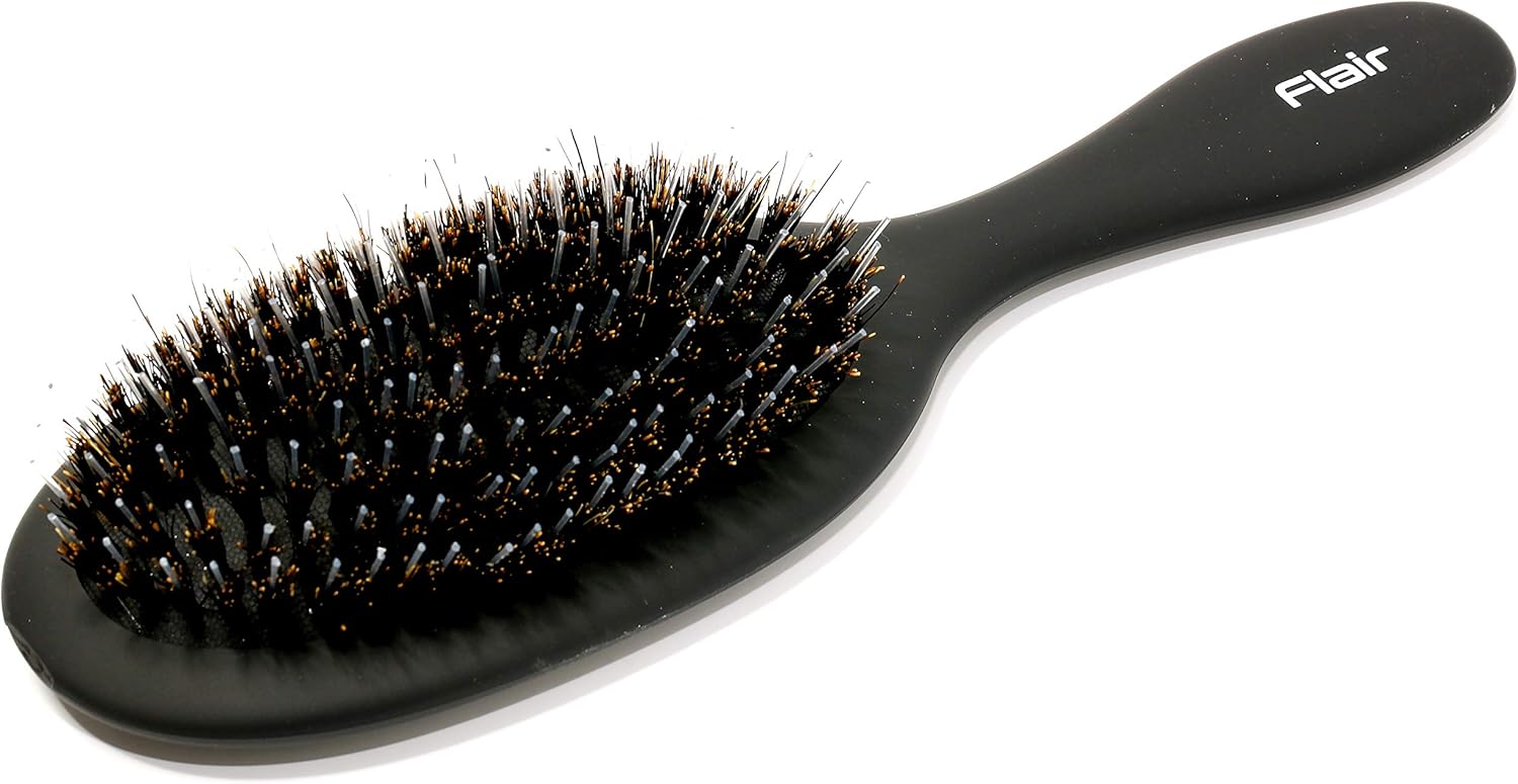 Flair Brush Medium Bristle/Nylon Boar Hair Brush with Soft Touch Handle, red, 21.5x6.5 cm (Pack of 1)