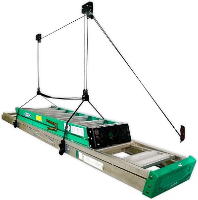 StoreYourBoard Ladder Ceiling Hoist Pulley Rack - Hi-Lift Pro Garage Organizer
