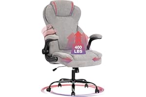 BOSMILLER Big and Tall Fabric Office Chair 400lbs-Heavy Duty Executive Desk Chair with Extra Wide Seat, High Back Ergonomic Leather Computer Chair with Tilt Rock&Tension, Padded Armrests-Black