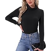 cheibear Womens Turtleneck Tops Mock Turtle Long Sleeve Shirts Fall Winter Warm Undershirt Thermal Top Basic Layer