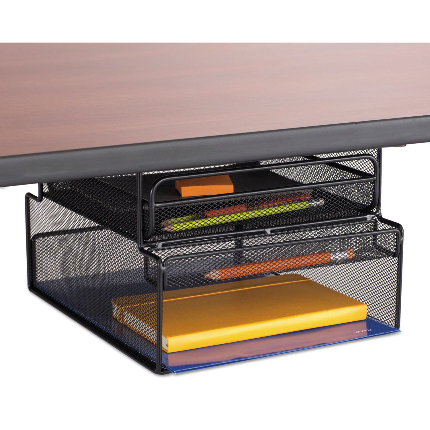 Safco Onyx Mesh Mountable Under-Desk Hanging Storage - Black