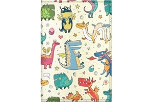 Quttie Passport Cover for Kids, Women and Men, Cute Travel Passport Holder (Cute Dragons Pattern)