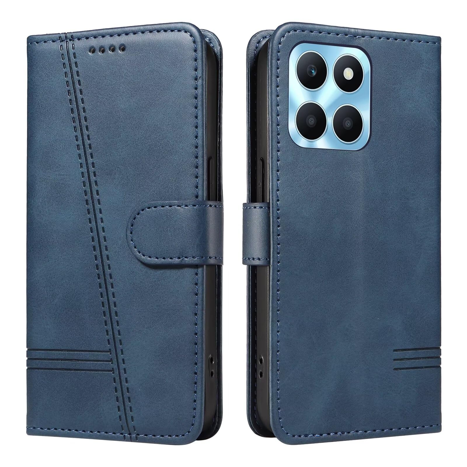 Bnvdfre Case for Honor X6b Case Flip Shockproof PU Leather with Card Slots Magnetic Kickstand Protective Wallet Phone Case Compatible with Honor X6b, Blue