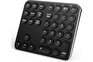 iClever Bluetooth Number Pad, Multi-Device Wireless Numeric Keypad with Round Keycaps, 35 Keys USB-C Rechargeable Numpad, Con