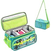 Hautton Carrying Case for Toniebox 2/1 Audio Player, Portable Travel Storage Organizer Bag for Tonies Starter Set, Figures, Headphones and Charging Station with Shoulder Strap and Handle -AquaBlue