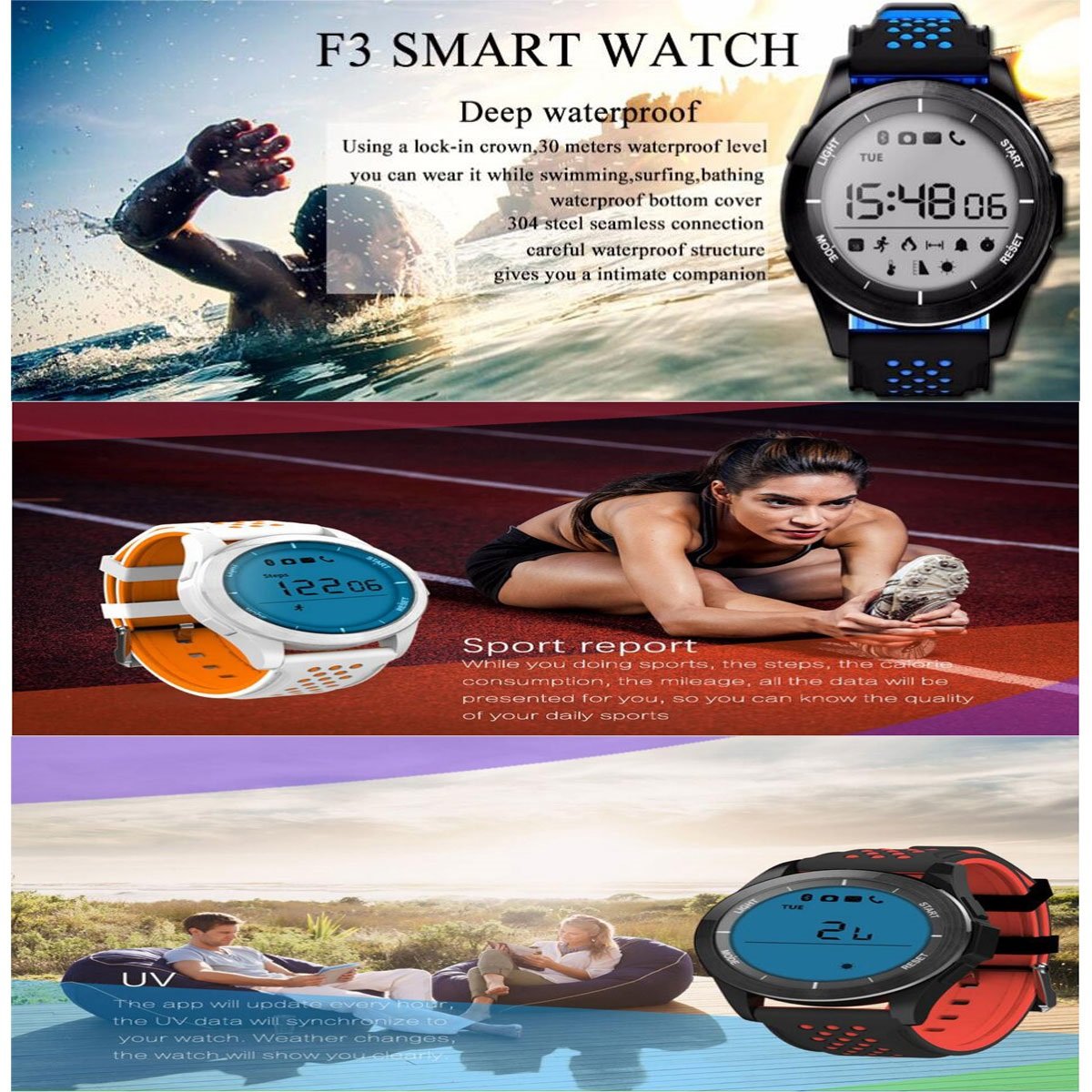 Amazon.com: Luminous Smart Watch Bracelet IP68 Waterproof ...