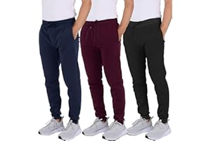 Real Essentials 3 Pack: Men's Tech Fleece Ultra-Soft Jogger Athletic Sweatpants with Pockets (Available in Big & Tall)