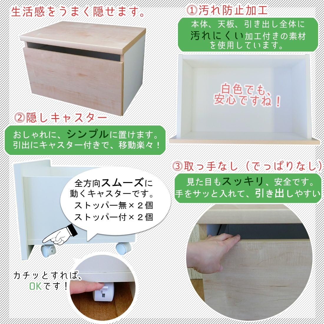 Amazon Co Jp ベンチ チェスト 収納 日本製 引き出し 幅 60 奥行 40 5 高さ 38 Cm ナチュラル 木目 木製 プリント 紙化粧 繊維 板 本体 内張り部 白 色 強化 プリント紙 化粧繊維 板 汚れ防止 加工 キャスター付 き 国産