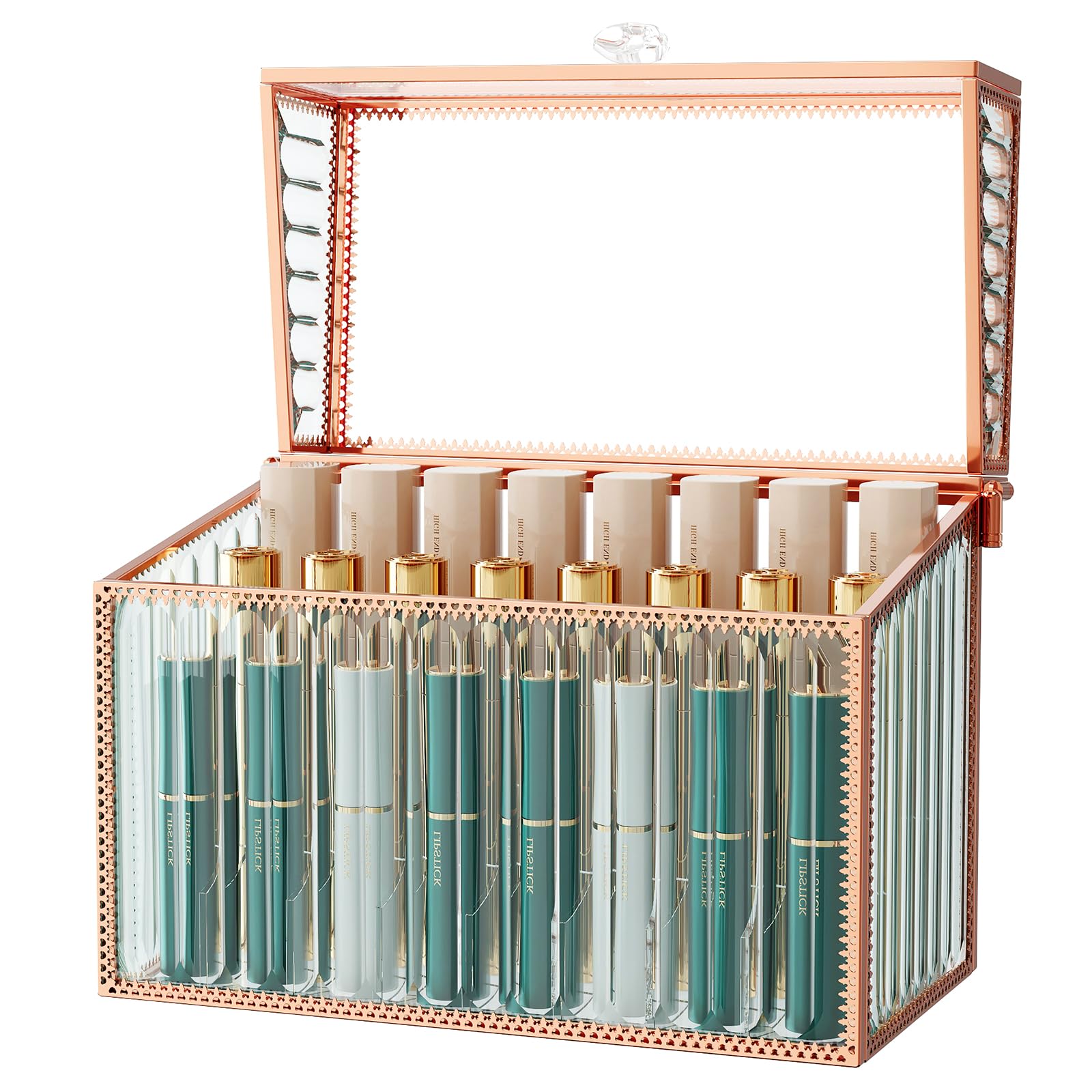 Photo 1 of Youdepot Lipstick Organizer Lipstick Holder - 24 Spaces, Tempered Glass Lip Gloss and Perfume Organizer,Vanity Lipstick Holder and Organizer.