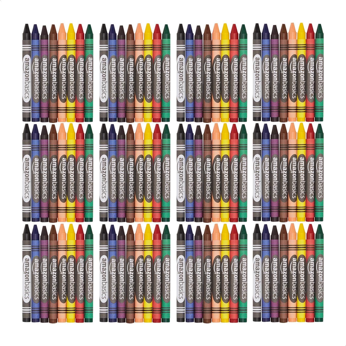 Amazon Basics Crayons 8 Assorted Colors, 12Pack Office