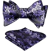 HISDERN Bow Ties for Men Floral Bowties Mens Self Tie Bow Tie Handkerchief Jacquard Woven Bowtie Pocket Square Set