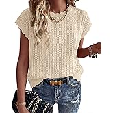 KIRUNDO Sweater Vest Women Crochet Top Cap Short Sleeve Sweater 2026 Spring Summer Cable Knit Pullover Beach Vacation Outfits
