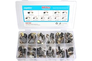 XAQMHSW 60 Pcs Electric Motor Carbon Brushes Set, 10 Assorted Sizes Graphite & Copper Replacement Parts for Power Tools, Drills, Saws, Grinders, Motors