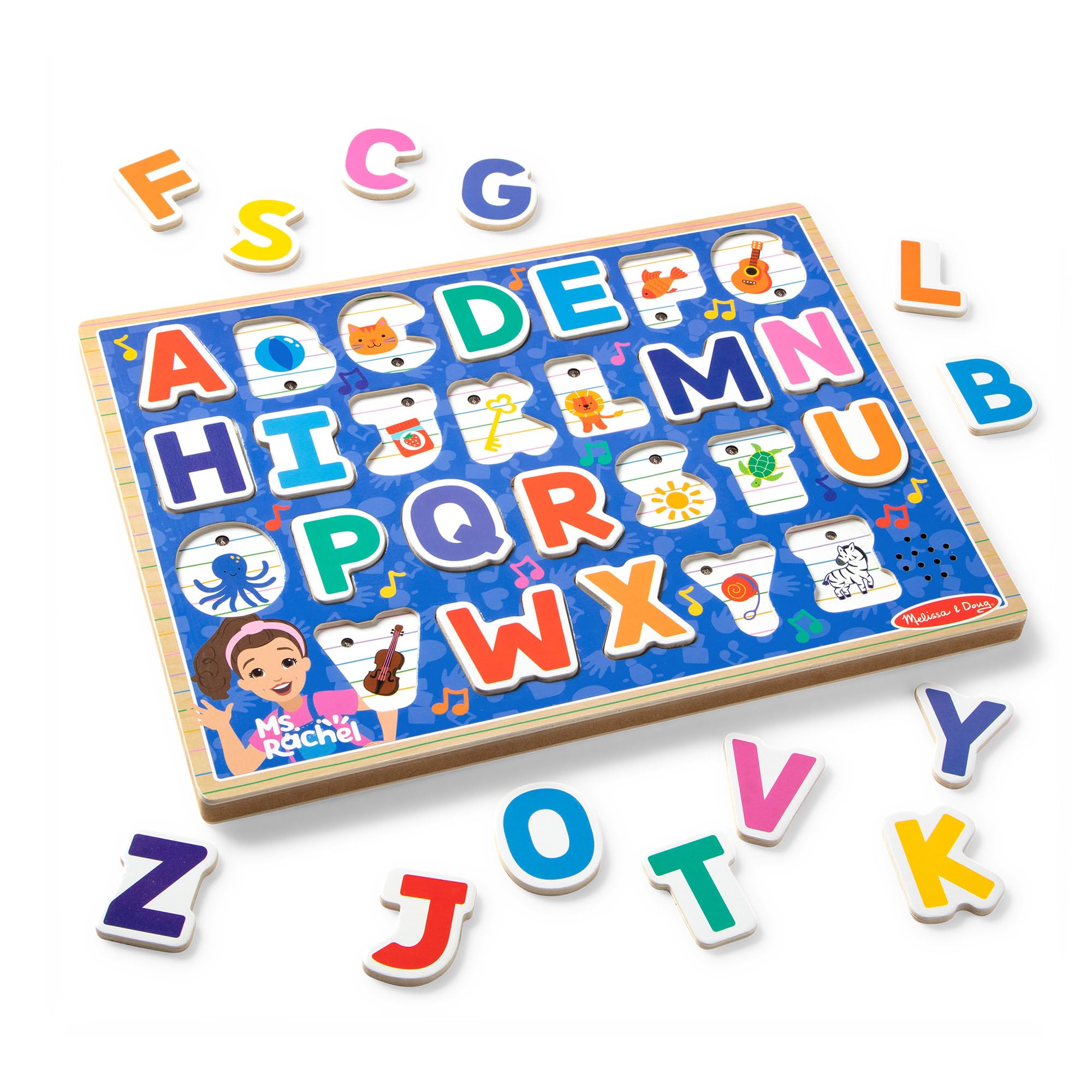 Photo 1 of Melissa & Doug® Ms. Rachel™ Wooden Phonics Alphabet Sound Puzzle with Light-Activated Sound Effects, 24-Piece Toddler Toys for Boys and Girls Ages 2+ Years - FSC Certified
