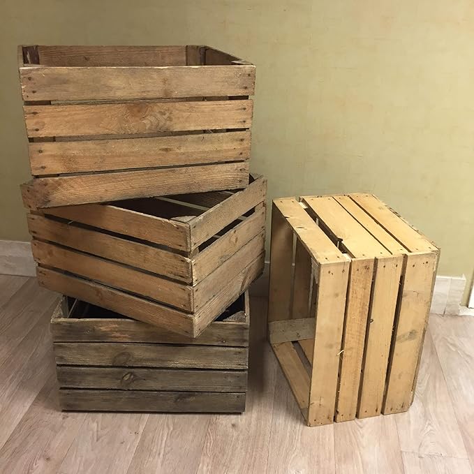 1 Handmade Vintage Wooden Apple Crate Box Versatile Rustic Storage