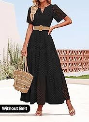 ZESICA Women's 2025 Summer Short Sleeve Maxi Dress