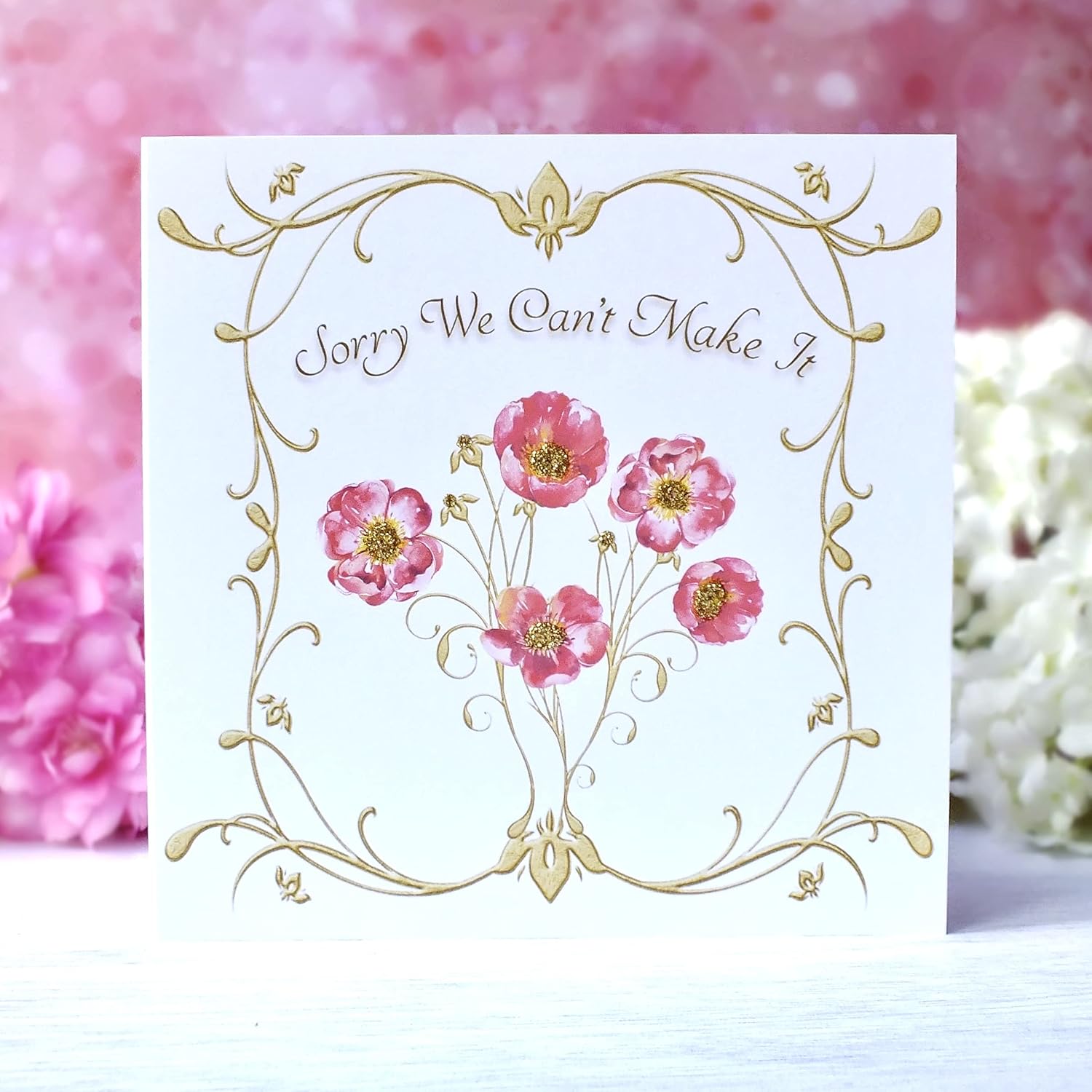 Wedding Regret Card - Luxury RSVP 'Sorry We Can't Make It' Invitation Decline Response - Single ...