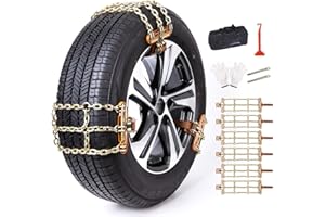 JONHWI 6 Packs Tire Chains, Snow Chains for Suvs, Cars, Sedan, Family Automobiles, Trucks with Update Adjustable Lock for Ice, Snow, Mud, Sand, Applicable Tire Width 225-305 mm(8.86-12 inch)
