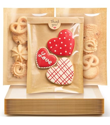 ZORRITA 200-Pack Heat Sealable Bakery Bags With Window - 7.1x7.5 Inch, Grease Resistant Kraft Paper For Cookies, Donuts, Pastries