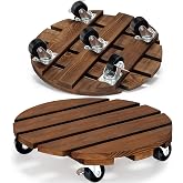 Yangbaga 2pack Plant Caddy 12&rsquo;&rsquo;Wood Duty Rolling Plant Stand with 2 360&deg; Lockable Caster Wheels,Indoor Outdoor on Roller Patio/Flower Pot/Succulent Pots