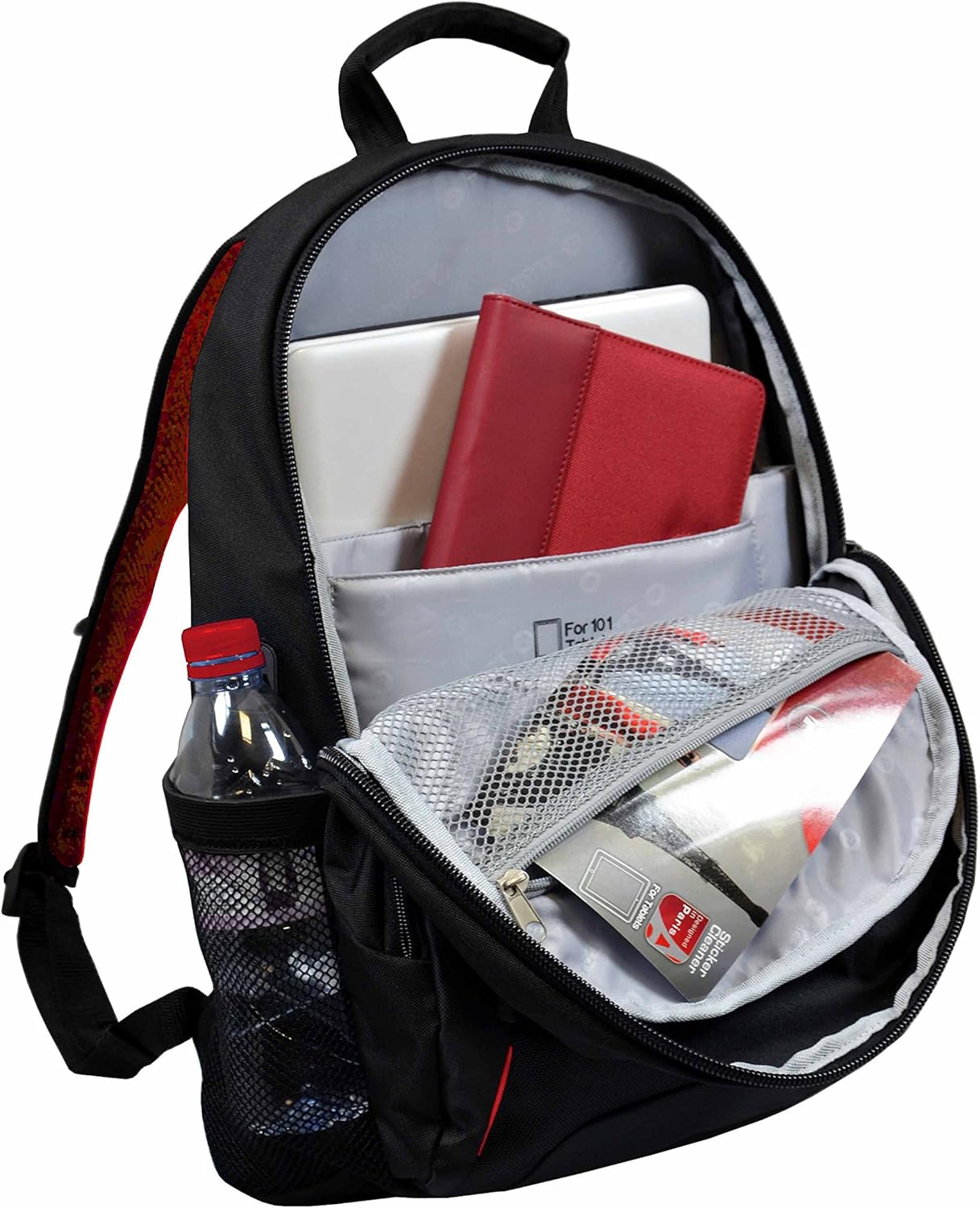 Port Designs Houston Padded Protective Backpack for 17.3-Inch Laptops, Black, Black, Red - Image 3