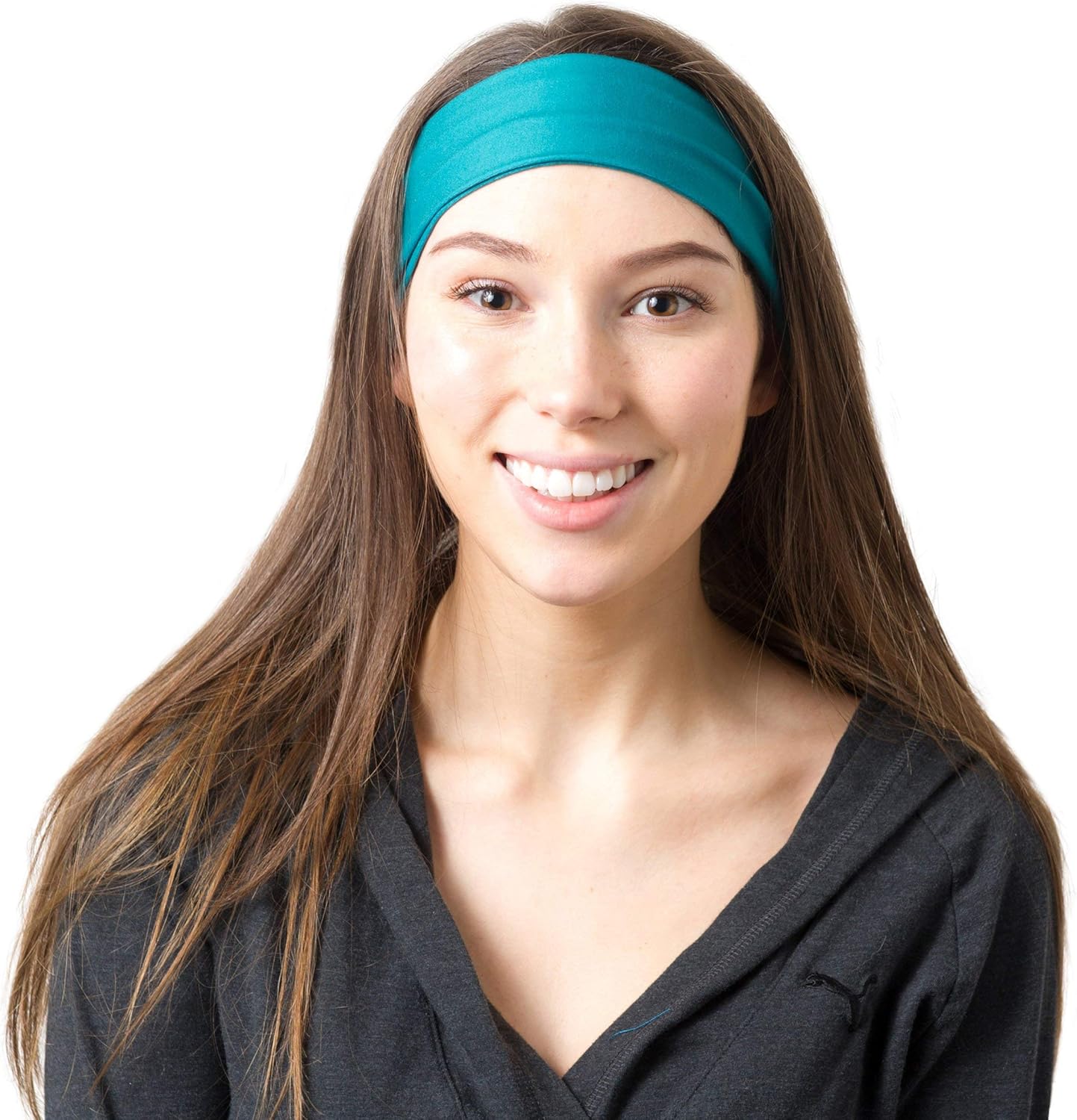 RiptGear Wide Headbands for Women - Workout Headbands for Yoga Running and Gym - Cute Thick Non-Slip Sweatbands - Teal Solid: Sports & Outdoors