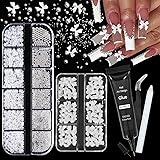 VOTACOS Nail Art Charms White Bow Nail Rhinestones