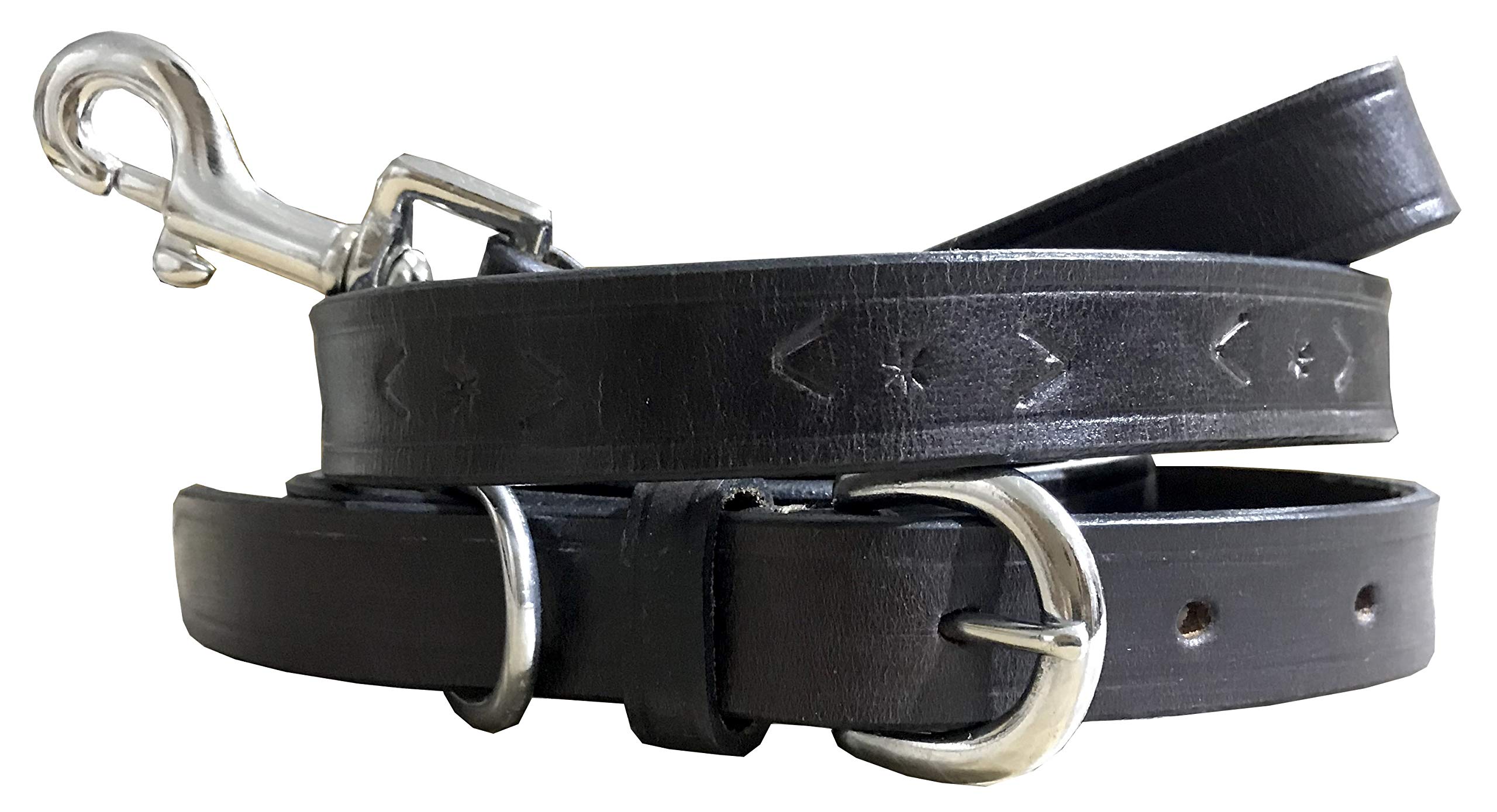 BRADLEY CROMPTON Genuine Leather Matching Pair Dog Collar and Lead Set L