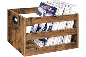 CHOEZON Vinyl Record Storage Crate, Record Storage Holder, Vintage Wood File Storage Organizer, Cube Photo Album Storage Box,