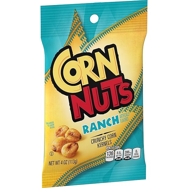 CORN NUTS RANCH FLAVORED CORN KERNELS, CRUNCHY CORN SNACKS, VARIETY PACKS FOR ADULTS, 4OZ. BAG