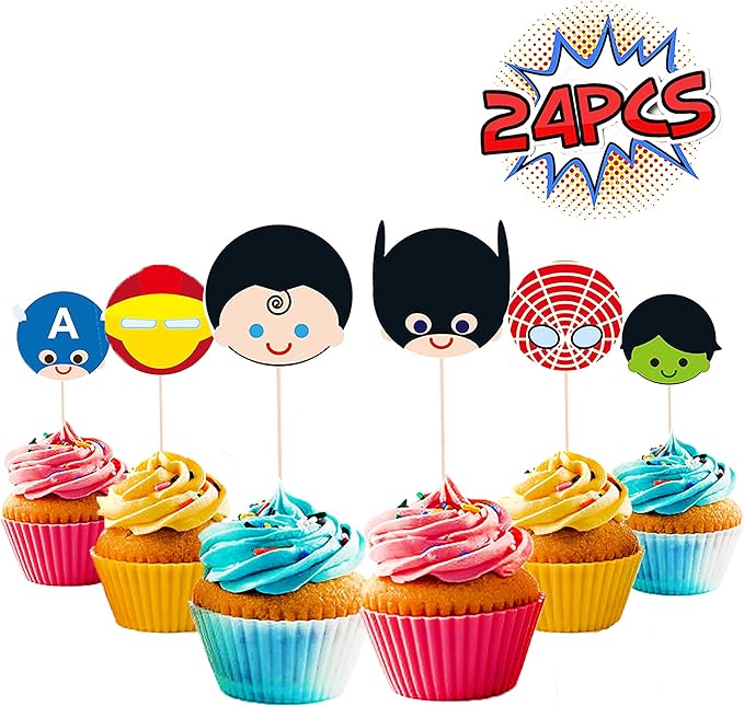 Cake Cupcake Toppers Happy Birthday Banner For Kids Birthday Party Decoration Superhero Avengers Party Supplies 12 Latex Balloons Party Supplies Toys Games