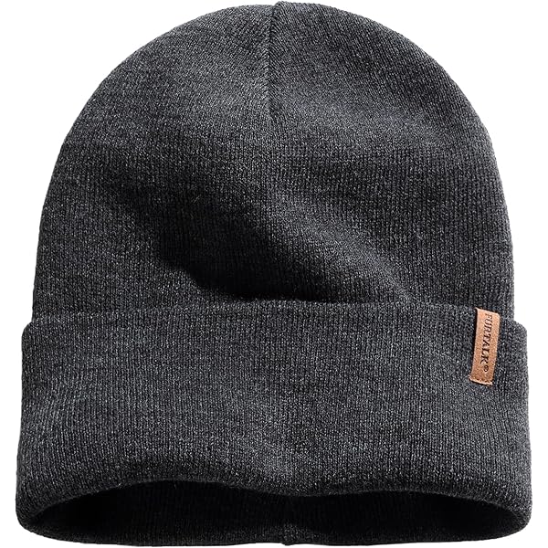 MG Men's 8 Inch Short Knit Winter Beanie Hat Charcoal Gray at