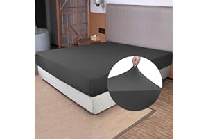 N&Y HOME Stretch King Size Fitted Sheet Only - 4-Way Stretchy Jersey Knit, Cozy T-Shirt Soft, Wrinkle Free, Snug Fit & Stay in Place, No More Slipping Off for Mattress (Deep: 5"-13") - Dark Gray, King