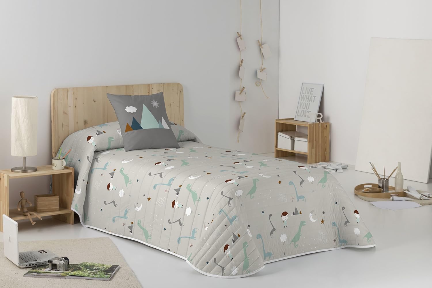 Textiles del hogar HACIENDO EL INDIO Colcha bouti Reversible Jurasic