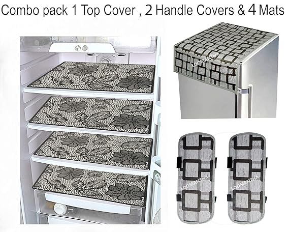 LOOMANTHA miles to go. Combo of Exclusive Big Leaves Decorative 1 Fridge Top Cover, 2 Fridge