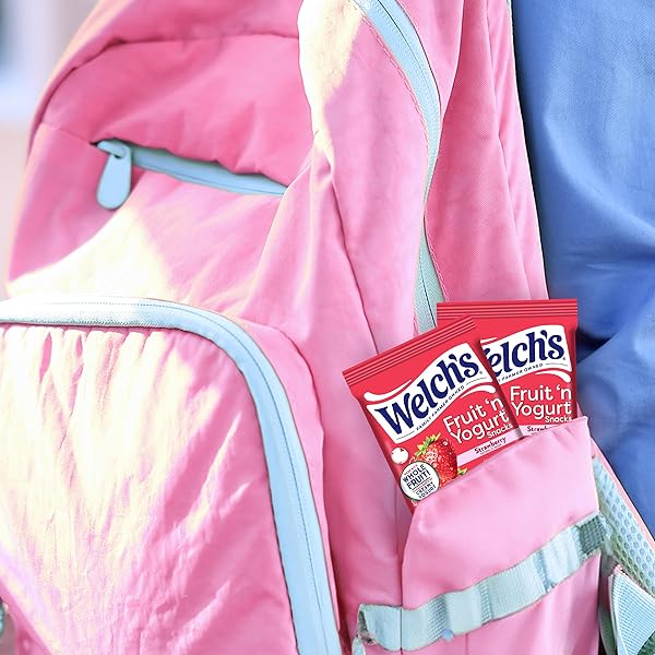 WELCH’S FRUIT SNACKS, FRUIT ‘N YOGURT VARIETY PACK, STRAWBERRY, MANGO PEACH, GLUTEN FREE, BULK PACK, SINGLE SERVE, 0.7 OZ BAGS (PACK OF 40)