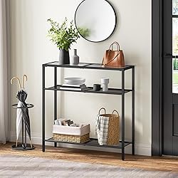 HOOBRO 29.5" Narrow Console Table, 3-Tier Tempered