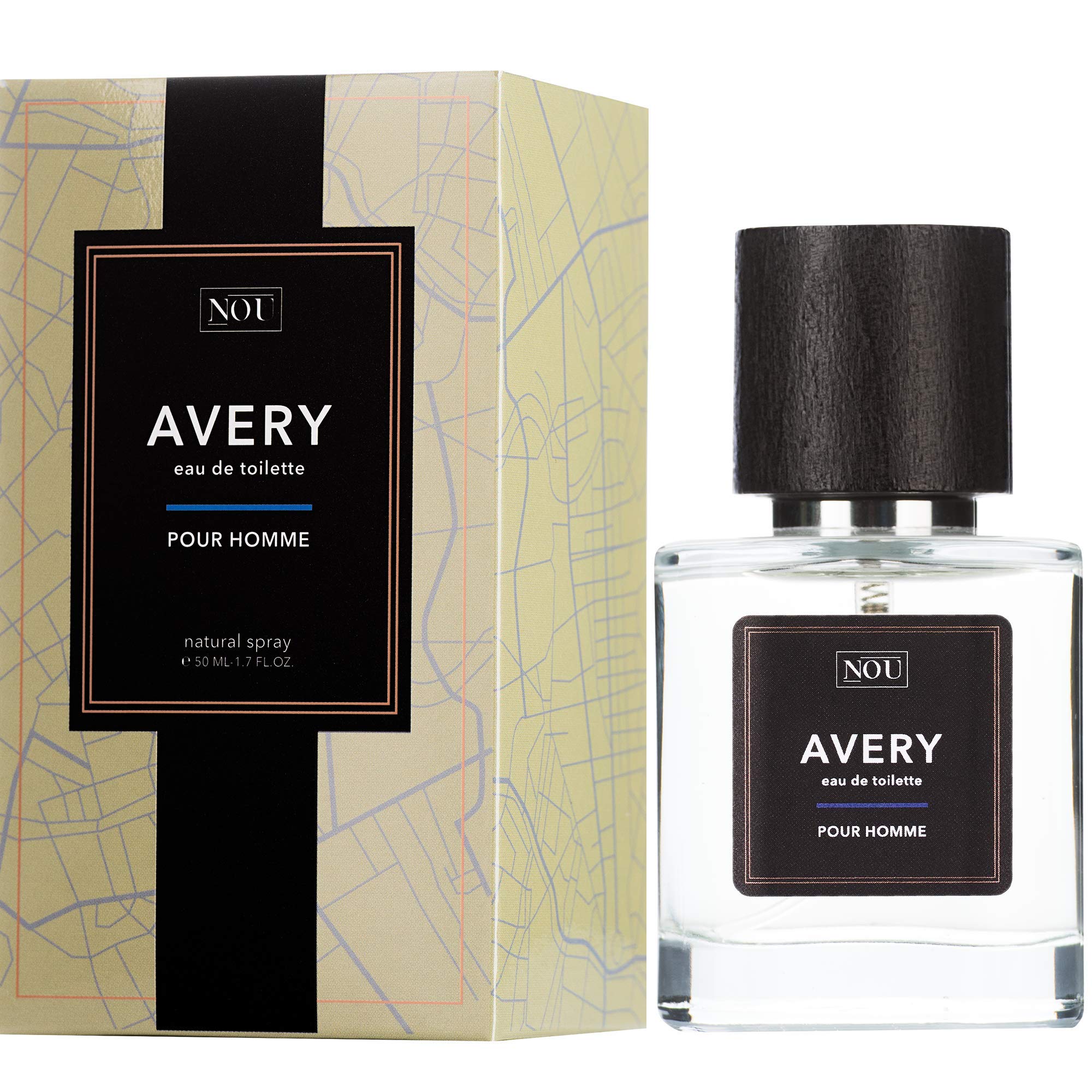 NOU Avery Woody Citrus Eau de Toilette for Men - Natural Fragrance With Essential Oils - 50ml