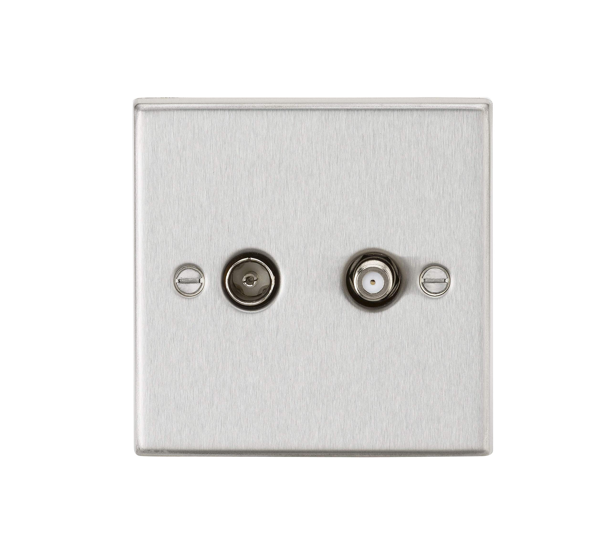 TV & SAT TV Outlet (isolated) - Square Edge Brushed Chrome