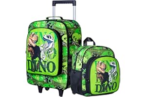 WZLVO Kids Luggage for Boys and Girls, Cute Dinosaur Unicorn Rolling Wheels Suitcase for Toddler Children