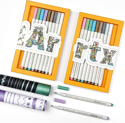 Amazon Co Jp Arrtx メタリック マーカーペン 10色 枚 水性 カラーペン サインペン Diy フォト アルバム 手作り カード 年賀状 ガラス 木材 陶芸などに適用 Amp 1500 文房具 オフィス用品