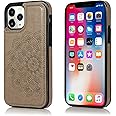 UNKNOK Compatible with iPhone 12 Pro Max Case, Wallet Case with Card Holder Slim Premium PU Leather Embossed Mandala Flower F